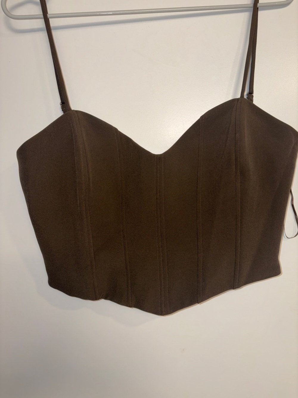 Dark Olive Women's Bustier Crop Top with Spaghetti Straps